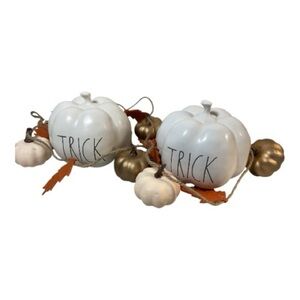 Rae Dunn TRICK small pumpkins bundle of 2